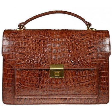 Genuine alligator leather briefcase 8829 Brown