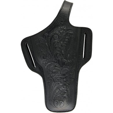 Genuine carved cow leather gun holster CVGUN01 Black