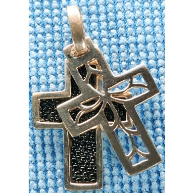 Sterling silver cross with stingray leather inlay SCROSS002