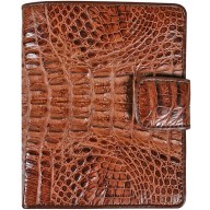 Genuine alligator leather wallet HKCM7-T23 Brown