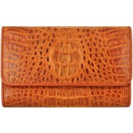 Genuine alligator leather long wallet PCM814 Tan