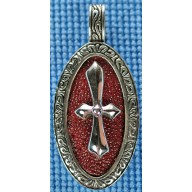 Sterling silver pendant / stingray leather SPENDANT005 Burgundy