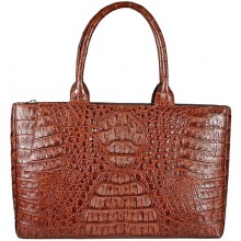 Genuine alligator leather bag BCM78 Brown