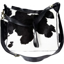 Genuine cow leather with hair on bag CHA051 Black / Brown / White