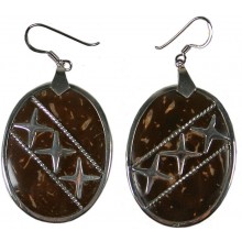 Coconut with silver inlay earrings E935