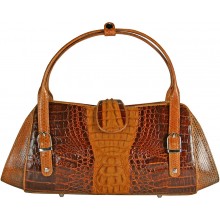 Genuine alligator and sea snake leather bag ISALB444 Brown