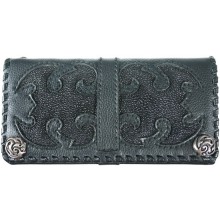 Genuine stingray and calf leather wallet NRSTW001L Black