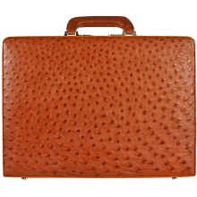Genuine ostrich leather attache case OS044-02 Peanut