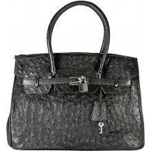 Genuine ostrich leather bag OSBAG122 Black