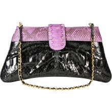 Genuine python snake leather bag PBG874PT-G Black / Violet