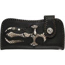 Genuine python and cow leather wallet PTWLF295 Black / Natural