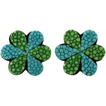Genuine stingray leather earrings STER17SA Green / Turquoise