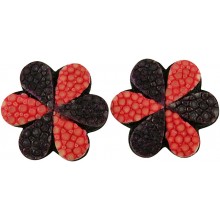 Genuine stingray leather earrings STER17SA Pink / Purple