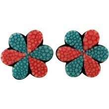 Genuine stingray leather earrings STER17SA Pink / Turquoise