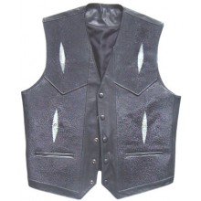 Genuine stingray leather vest STV001 Black
