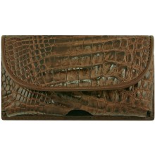 Genuine alligator leather phone / glasses case TPCM11 Brown
