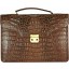 Genuine alligator leather briefcase DM1527-G Brown